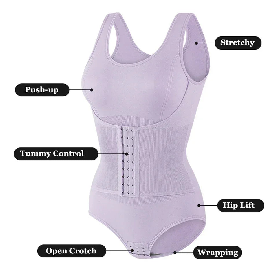Women’s Sculpting Bodysuit Shapewear with Zipper Belt – Tummy Control & Waist-Defining Fit